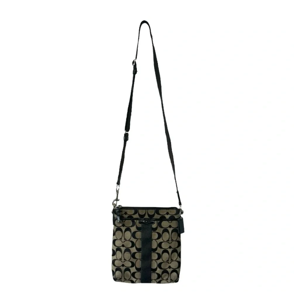 Coach Canvas CC Small Crossbody Bag Handbag Black Tan Adjustable Y2K Needs TLC